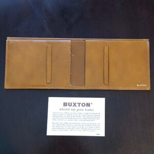 Buxton Top Grain Cowhide Brown Bifold Leather Wallet & Card Holder Vintage New